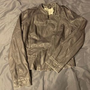 fake leather maurices jacket. grey medium.